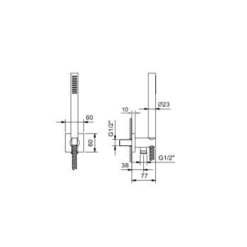Душевой набор Fantini Milano вывод воды 1/2", шланг 150 см, ручная лейка FIT, держатель для лейки, матовая натуральная сталь 86 93 8052