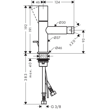 Axor Uno Смеситель для биде на 1 отв., однорычажный, с донным клапаном, цвет: шлифованный никель 452