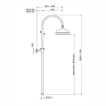 Душевая стойка с верхним душем Nicolazzi Doccia 30см, хром 5712CR30