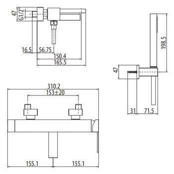 Смеситель для душа настенный Gattoni Color Cube с ручной лейкой, хром 8500/85COcr