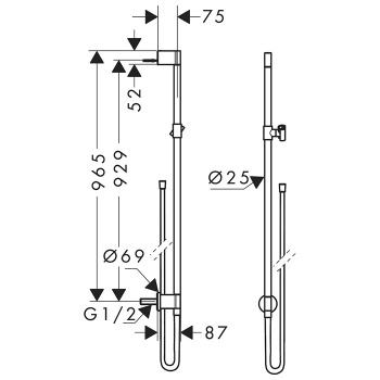 Axor One Душевая штанга со шлангом, цвет: черный матовый 48792670