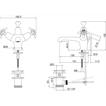 Смеситель для раковины Burlington T12-QT хром