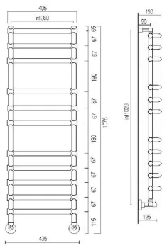 Полотенцесушитель водяной Margaroli Luna 4343711OBN 110x43.5 бронза