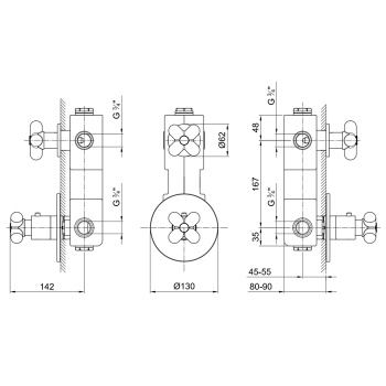 Термостат для душа Fantini I Balocchi на 1 источник, 3/4", наружная часть, белый матовый 60 29 0601B