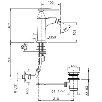 Смеситель для биде Nicolazzi Vincent  3003CR35