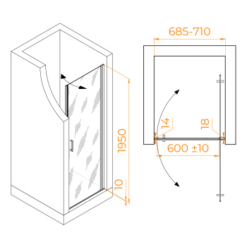 Душевая дверь RGW Leipzig LE-003 распашная 70 см 351200307-11