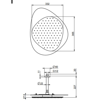 Верхний душ Cloud Fima Carlo Frattini Wellness в комплекте с потолочным держателем 150, верхняя пластина хром, хром F2653CCR