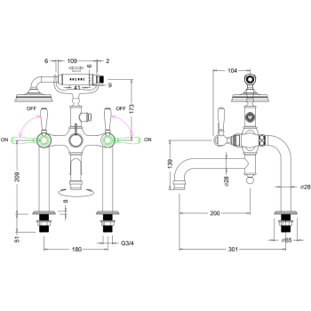 Смеситель для ванны Burlington Arcade ARC 2018 NKL никель