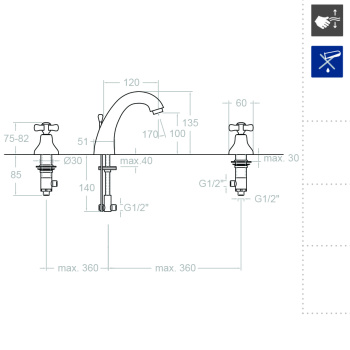 Смеситель для раковины Ramonsoler Gaudi на 3 отверстия 3142C