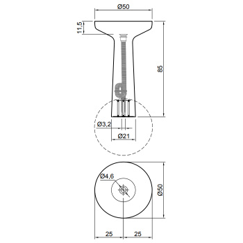 Раковина Antonio Lupi Ago 50х85, без отв., слив в пол, с сифоном, гибким шлангом и донным клапан, Flumood, внешний Ossido/белый А0002451495