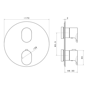 Встраиваемый термостатический смеситель для душа OLE с регулировкой температуры Kerama Marazzi черный матовый 67638EKM.01.093