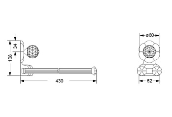 Держатель для полотенец Jorger Florale Crystal 600.00.002.000 chrome