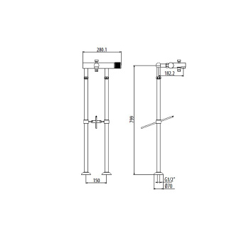 Смеситель для ванны напольный Gattoni Md ручка RONCO, хром MD505/22C0