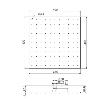 Верхний душ из латуни Fima Carlo Frattini Wellness 400x400, квадратный, хром F2639/2CR