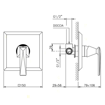 Смеситель для душа Nicolazzi Vincent Смеситель встраиваемый для душа внешняя часть 3006EXTCR35