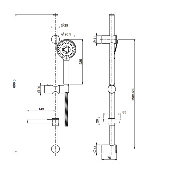 Душевой гарнитур Fima Carlo Frattini Wellness Sliding Rail 700, регулируемая высота, шланг 150см, ручной душ 3 режима, мыльница, хром F2297NCR