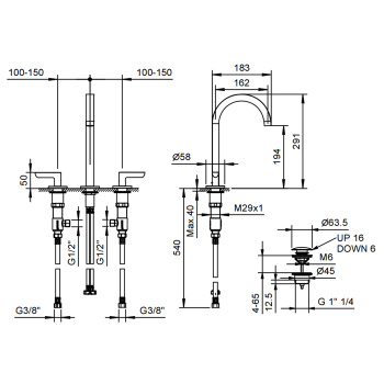Смеситель для раковины Fantini Icona Deco 53 02 R107 хром