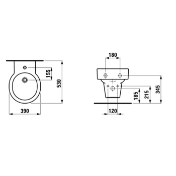 Laufen VAL Биде подвесное 530x390x430мм, с 1 отв. под смеситель, без боковых отв, с покр. LLC, цвет: белый
