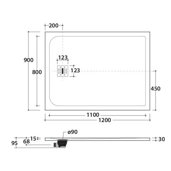 Душевой поддон Globo Docciapietra (без сифона DP008) размер 120x90 см цвет 504 Nero DP12090504