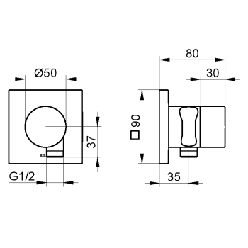 Шланговое подключение Keuco Ixmo 59556010202 на 2 потребителя с выводом для шланга и держателем