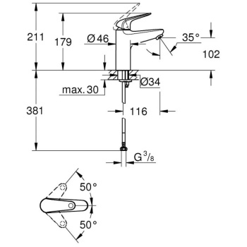 Смеситель для раковины Grohe Euroeco 24266001