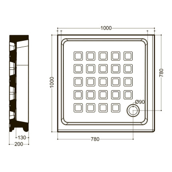 Поддон угловой квадратный Kerasan Retro 100х100, диаметр слива 90, белый 134001