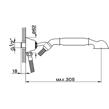 Ручной душ для настенного крепления Cisal Arcana (держатель, лейка, шланг), золото AR00304024