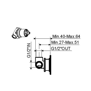 Внутренняя часть встраиваемого смесителя,универсальная Plumberia Selection 1 выход, диам.35мм, INT1135