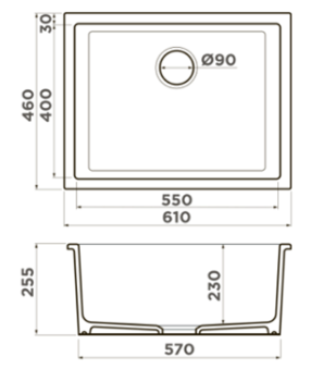 Мойка Omoikiri Okinoshima 61 U I Wh 610 460 255 80 Natceramic 4997062