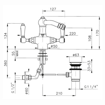 Смеситель для биде Nicolazzi Petit Mont Blanc на 1 отв 1434CR78