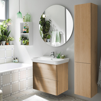 Burgbad Iveo База подвесная с керамическим умывальником с 1 отв под смес. 80х49.2х72.1см.2 выдв ящика, сифон в компл. F2747, цвет: кашемировый дубовый SFEN080F2747G0161C0001*1