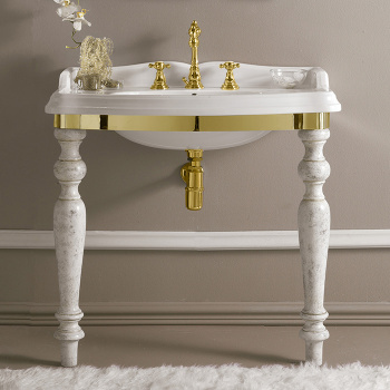 3SC Consolle Консоль Firenze 90х56хh97см, с раковиной LA02 и сифоном, напольный, цвет: золото 24к. Lucido FI3090GD