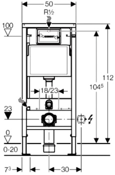 Инсталляция для унитаза Geberit Duofix UP100 458.103.00.1 для клавиш Delta