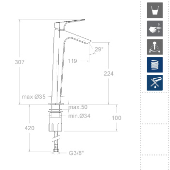 Смеситель для раковины Ramonsoler Urban Chic чаши с каскадным изливом золото 211001OC