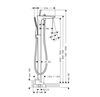 Смеситель для ванны Hansgrohe PuraVida 15473400