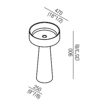 Раковина Agape Bjhon 47, без отв., с колонной, выпуск в пол, белый ACER1081FZ *0