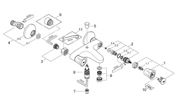 Смеситель для ванны, GROHE Costa L, хром, 25450001