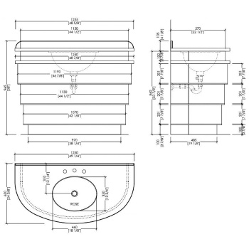Тумба под раковину Devon&Devon Summertime Antique granito nero assaluto 1250х620х890 мм с 3 отв.под смесит без раковины SUMMERTIME/AQ/NEMAR/B4