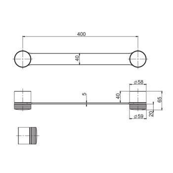 Полотенцедержатель Fima Carlo Frattini Texture Collection 400, дизайн H, без накладок, хром F6100/40HCR