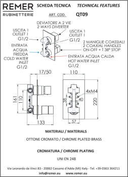 Смеситель для душа Remer Q-Elegance  хром QT92