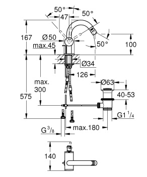 Смеситель однорычажный для биде на 1 отверстие GROHE Atrio New 32108DC3