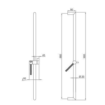 Душевая штанга Fantini Nostromo гибкий шланг 150 см ПВХ, без ручной лейки, Matt British Gold PVD 86 P6 9247