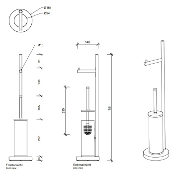Напольная стойка с ершиком и бумагодержателем Decor Walther DW 670 золото 800220