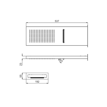 Душевая лейка из стены Almar Smart-2 537х165, 2 режима, AISI 316 Stainless Steel, E044199.316