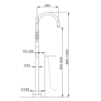 Внешняя часть напольного смесителя для ванны с ручным душем со шлангом Cisal Less New 150 см, хром (без внутр части ZA00451004) LN01420021