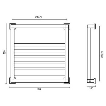 Полотенцесушитель электрический Margaroli Quadri 8104704CRNBL 52x52 левый хром