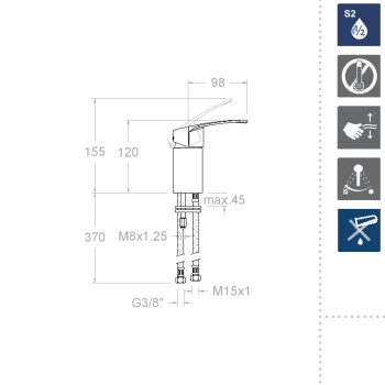 Смеситель для парикмахерской раковины Ramonsoler New Fly 572201S