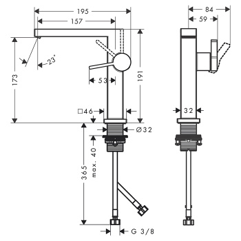 Смеситель для раковины Hansgrohe Tecturis E 73040700 coolstart, push-open, белый