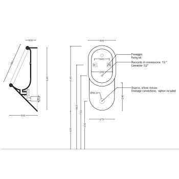 Писсуар Artceram Babila 37x30х64, подвесной, saniglaze, белый BRO001 01 00