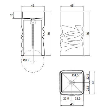 Раковина Antonio Lupi Ossimoro 45х45х85, без отв., слив в пол, с сифоном, донным клапаном и гибким шлангом, мрамор Carrara А0002450708